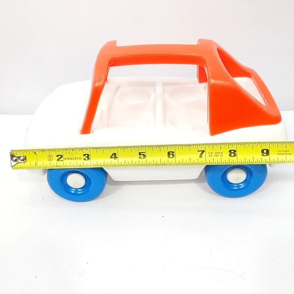 VTG Little Tikes White Convertible Car Toy Orange Top Blue Wheels 4 Seat 9.5in